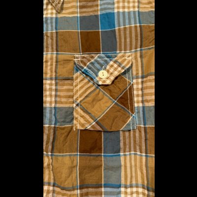 画像4: CUSHMAN 　クッシュマン　SHIRRING CHECK WORK SHIRTS  TURQUOISE/BROWN