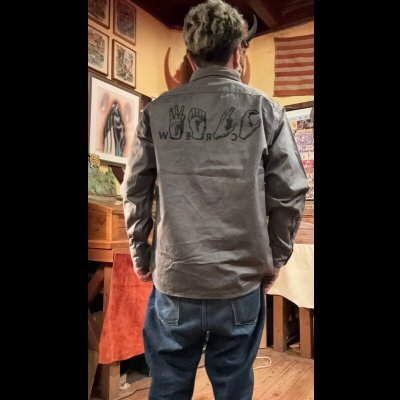 画像9: CUSHMAN  クッシュマンCOTTN SATIN WORK SHIRT　グレー