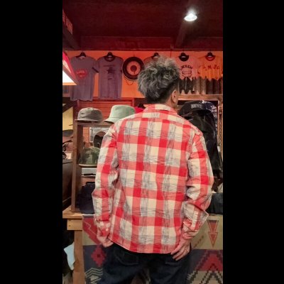 画像10: CUSHMAN 　クッシュマン　KASURI OPEN COLLAR SHIRTS  RED