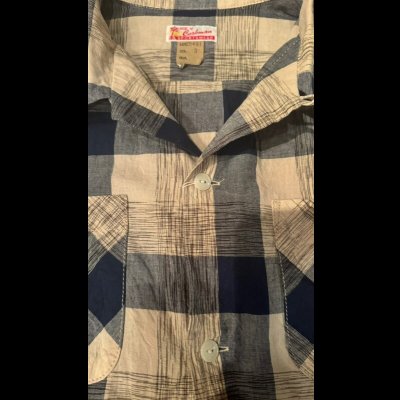 画像3: CUSHMAN  クッシュマン KASURI OPEN COLLAR SHIRTS  NAVY