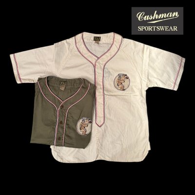画像1: CUSHMANクッシュマン BASEBALL SHIRT   OFF  OLIVE