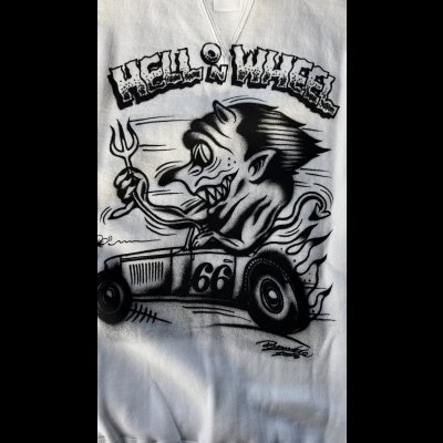 画像3: CUSHMAN(クッシュマン）PRINT SET IN SLEEVE　（HELLonWHEEL)スウェット WHITE