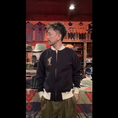 画像8: CUSHMAN(クッシュマン）SWEAT SOUVENIR JACKET  ブラック／クリーム