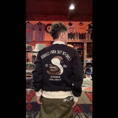 画像9: CUSHMAN(クッシュマン）SWEAT SOUVENIR JACKET  ブラック／クリーム