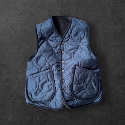 画像1: CUSHMAN　クッシュマン QUILTING&FUR　REVERSIBLE BOA VEST BLACK/BROWN