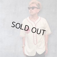 CUSHMANクッシュマン　COTTON FLANNEL BASEBALL SHIRT   OFF  WHITE/RED