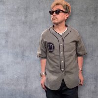 CUSHMANクッシュマン　COTTON FLANNEL BASEBALL SHIRT   MIX　GRAY / NAVY