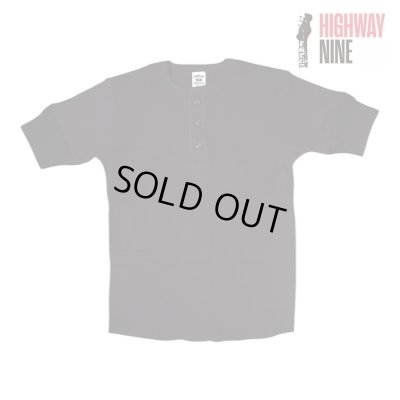 画像1: HIGHWAY NINE　ハイウェイナイン　HENRY-NECK ハニカムサーマルS/S　Tee　BLACK　ブラック