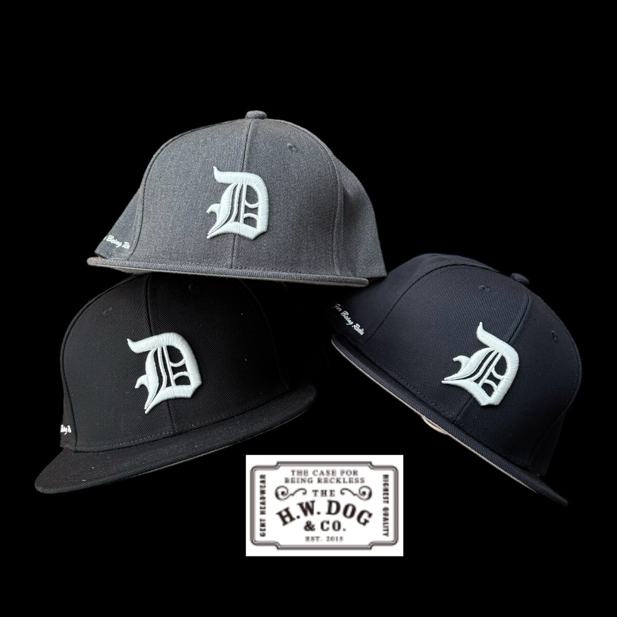 THE H.W.DOG&CO BOX CAP    Black  Gray  Navy