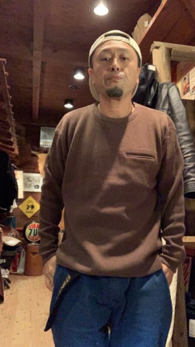 画像1: FINE CREEK  C- WORKS  Clifford  L/S ワッフル ＢＲＯＷＮブラウン