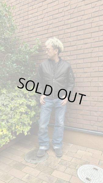 画像11: FINE CREEK  C-WORKS LEA  DEER  鹿革 MA-1　　BLACK (11)