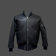 画像2: FINE CREEK  C-WORKS LEA  DEER  鹿革 MA-1　　BLACK (2)
