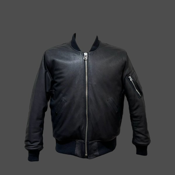 画像3: FINE CREEK  C-WORKS LEA  DEER  鹿革 MA-1  BLACK (3)