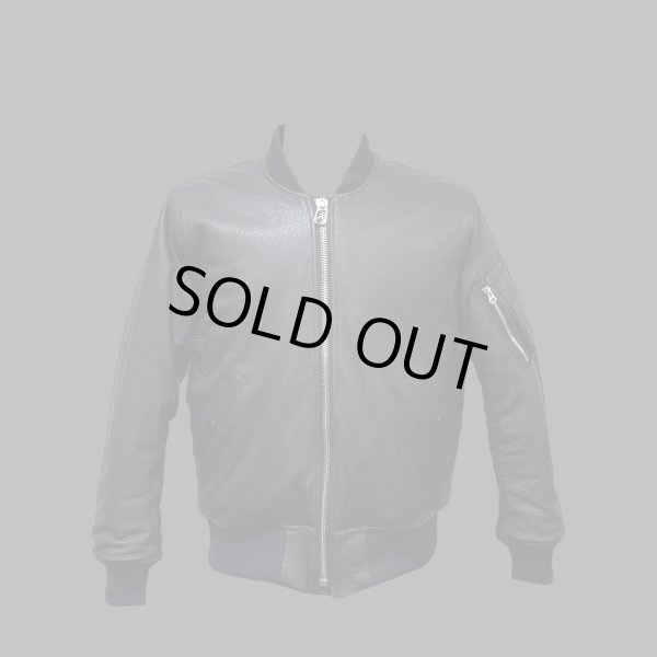 画像3: FINE CREEK  C-WORKS LEA  DEER  鹿革 MA-1　　BLACK (3)