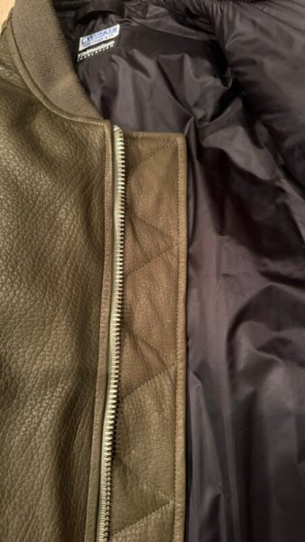 画像9: FINE CREEK  C-WORKS LEA  DEER  鹿革 MA-1  OLIVE (9)