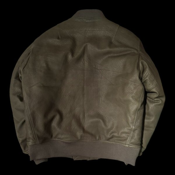 画像5: FINE CREEK  C-WORKS LEA  DEER  鹿革 MA-1  OLIVE (5)