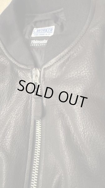 画像5: FINE CREEK  C-WORKS LEA  DEER  鹿革 MA-1　　BLACK (5)