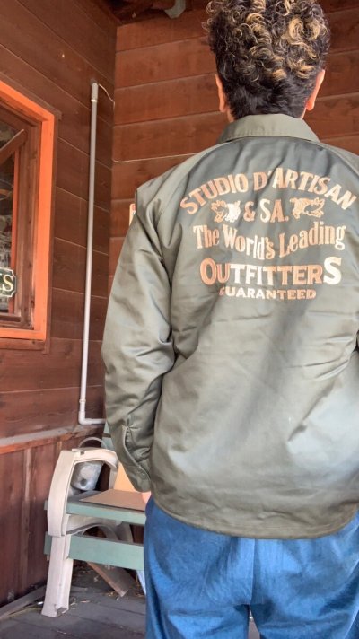 画像1: STUDO D' ARTISAN　EMBROIDERY COACH JACKET ステュディオ.ダ.ルチザン　ボアコーチジャケット　ARMY GREEN