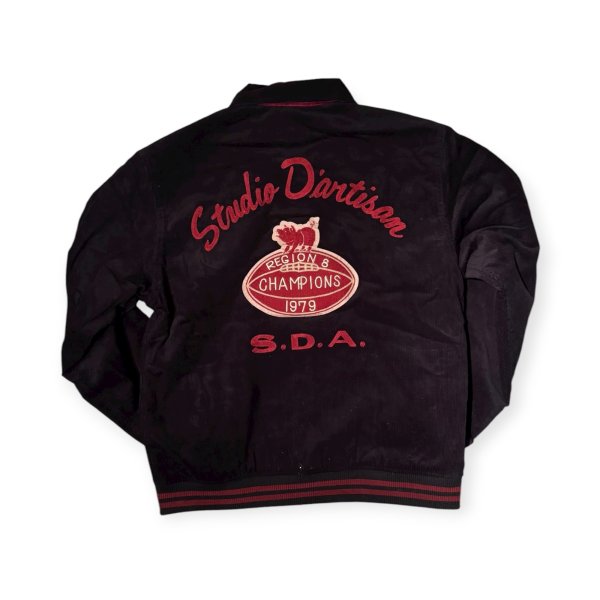 画像1: STUDO D' ARTISAN　 ステュディオ.ダ.ルチザン　コーデュロイ刺繍スタジアムジャケット　BLACK (1)