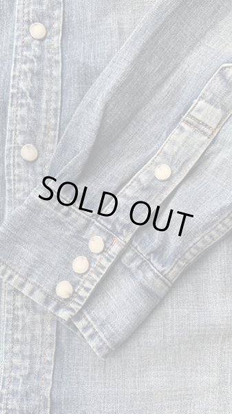 画像4: NAKED SUN     ネイキッドサン　ウエスタンシャツ　8oz MILITARY DENIM　　INDIGO  USED WASH (4)