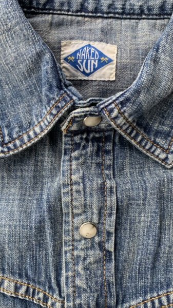 画像3: NAKED SUN     ネイキッドサン ウエスタンシャツ 8oz MILITARY DENIM  INDIGO  USED WASH (3)