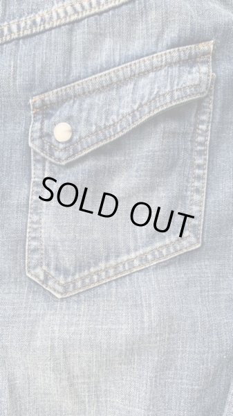 画像5: NAKED SUN     ネイキッドサン　ウエスタンシャツ　8oz MILITARY DENIM　　INDIGO  USED WASH (5)