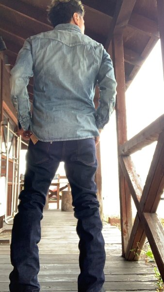 画像10: NAKED SUN     ネイキッドサン ウエスタンシャツ 8oz MILITARY DENIM  INDIGO  USED WASH (10)