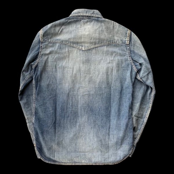 画像2: NAKED SUN     ネイキッドサン ウエスタンシャツ 8oz MILITARY DENIM  INDIGO  USED WASH (2)