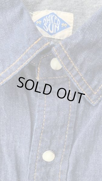 画像3: NAKED SUN     ネイキッドサン ウエスタンシャツ 8oz MILITARY DENIM  INDIGO  OW (3)
