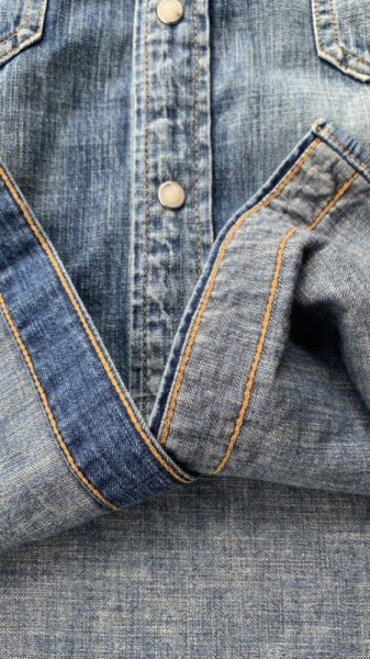 画像7: NAKED SUN     ネイキッドサン ウエスタンシャツ 8oz MILITARY DENIM  INDIGO  USED WASH (7)