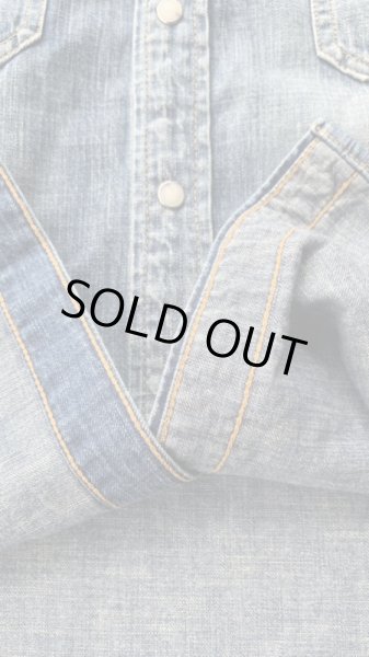 画像7: NAKED SUN     ネイキッドサン　ウエスタンシャツ　8oz MILITARY DENIM　　INDIGO  USED WASH (7)