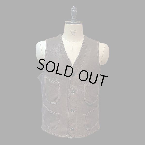 画像1: FINE CREEK&CO ファインクリーク・アンド・コー  　Jefferson　Deer　ジェファーソン鹿革　レザーベスト　BROWN (1)