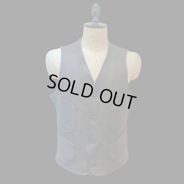 画像1: FINE CREEK&CO ファインクリーク・アンド・コー  　Jefferson　Deer　ジェファーソン鹿革　レザーベスト　BLACK (1)