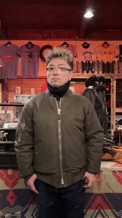 画像2: FINE CREEK C-WORKS LEA DEER 鹿革 MA-1 OLIVE size44