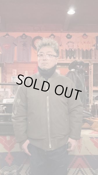 画像13: FINE CREEK  C-WORKS LEA  DEER  鹿革 MA-1　　OLIVE　　size４４ (13)