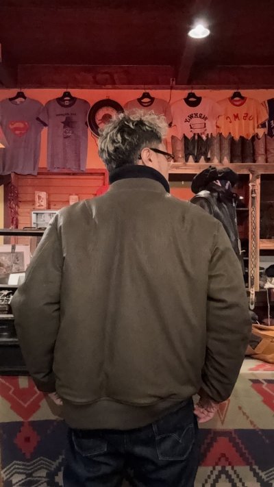 画像3: FINE CREEK C-WORKS LEA DEER 鹿革 MA-1 OLIVE size44