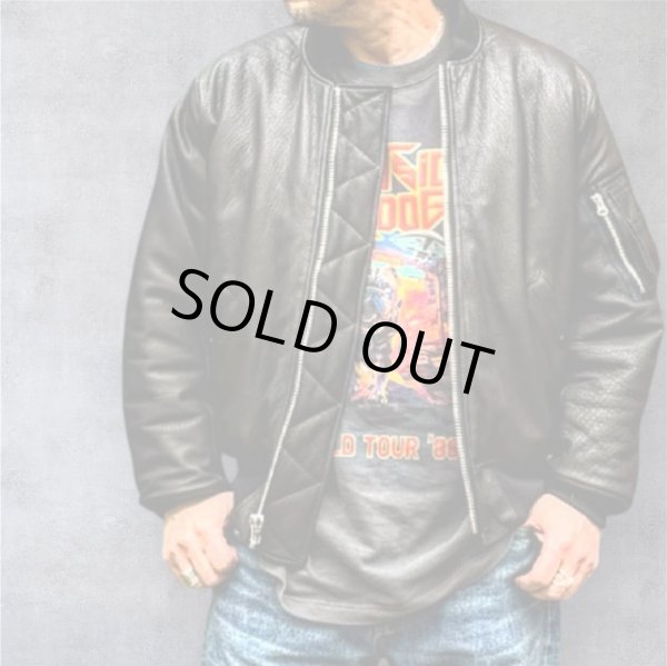 画像1: FINE CREEK  C-WORKS LEA  DEER  鹿革 MA-1　　BLACK (1)