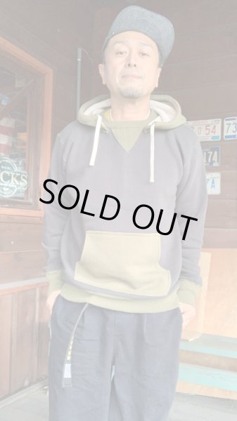 画像6: FULL COUNTフルカウントHOOD SWEAT SHIRTS COTTON  INC BLACK/OLIVE (6)