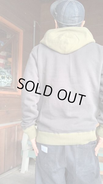 画像7: FULL COUNTフルカウントHOOD SWEAT SHIRTS COTTON  INC BLACK/OLIVE (7)