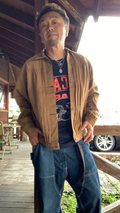 画像1: FULL COUNT フルカウント　Canvas Triple Pleated Blouson Brown