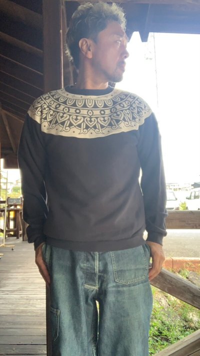 画像1: FULL COUNT  Tribal Pattern Sweatshirtsフルカウント　トライバルスウェット  IncBlack