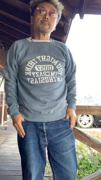 画像7: FULL COUNT  RaglanSleeve CollegeSweatshirt YOU MIGHT THINKフルカウントスウェット OldBlue (7)