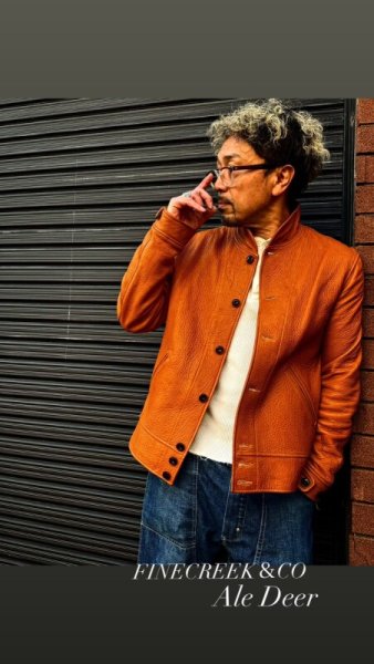 画像10: 　FINE CREEK&CO ファインクリーク・アンド・コー  Ale JacketDeer エールジャケット鹿革　コサックジャケットsize４４ (10)
