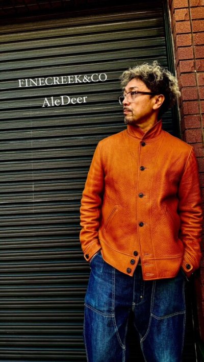 画像1: FINE CREEK&CO ファインクリーク・アンド・コー  Ale JacketDeer エールジャケット鹿革　コサックジャケットsize４４