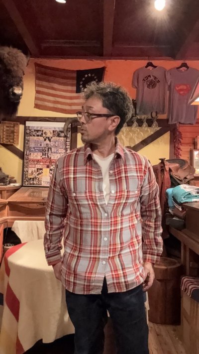 画像1: FULL COUNTフルカウント ORIGINAL COTTON CHECK NEL WORK SHIRTS