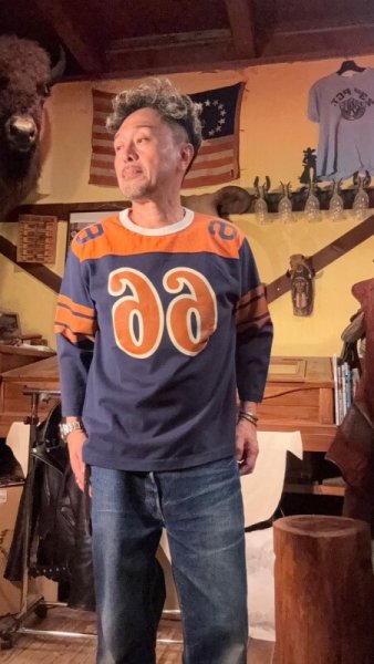 画像6: GUNZ ガンズ66別注 フットボールTEEシャツ 5分袖ティーシャツ  NAVY/ORANGE (6)