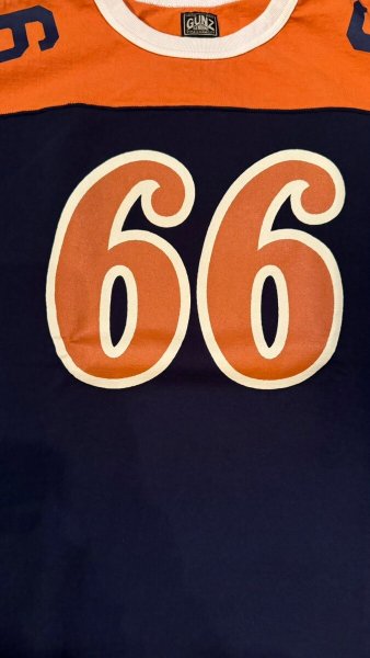 画像3: GUNZ ガンズ66別注 フットボールTEEシャツ 5分袖ティーシャツ  NAVY/ORANGE (3)