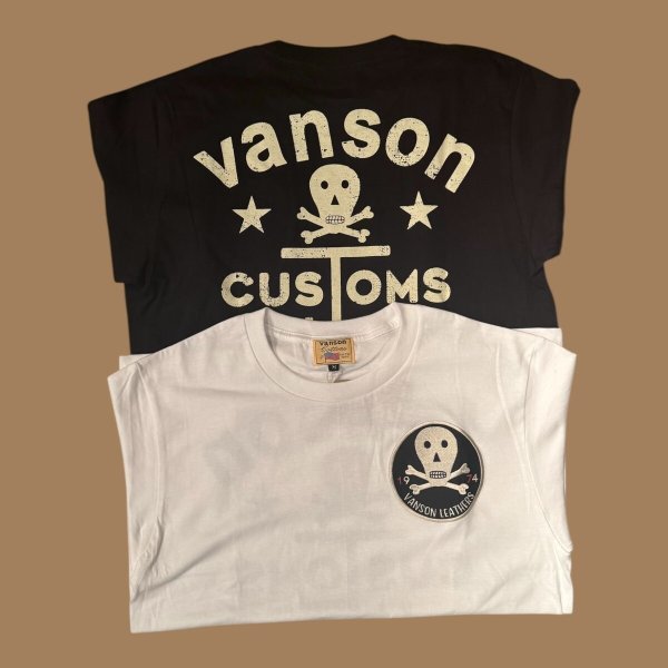 画像1: VANSON バンソン　ティーシャツ GUNZ  ホワイト 　ブラック (1)