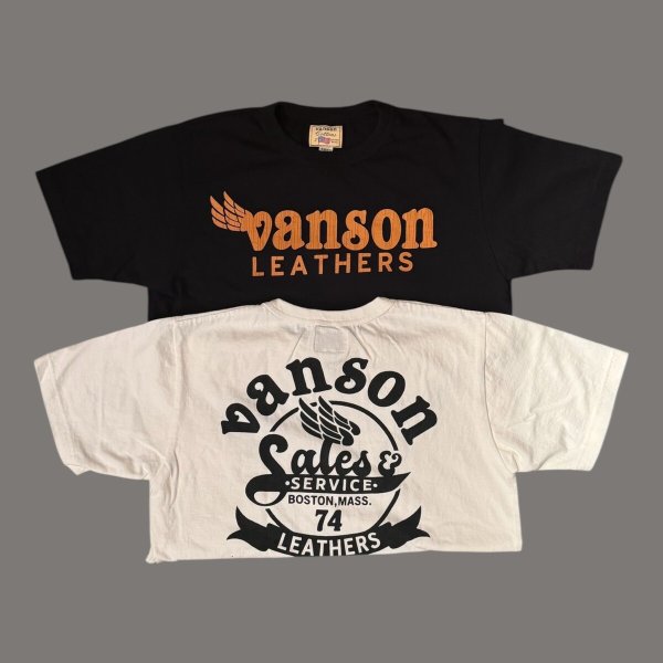 画像1: VANSON バンソン　ティーシャツ GUNZ  ホワイト 　ブラック　MADE IN JAPAN (1)