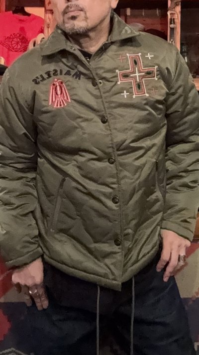 画像1: GUNZ ガンズ ナイロンキルティングボアジャケット GREEN